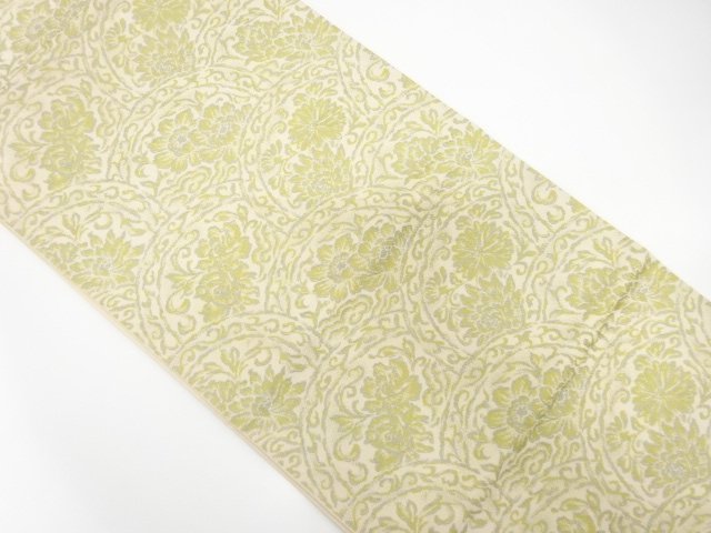 JAPANESE KIMONO / ANTIQUE FUKURO OBI / SILK / WOVEN FLOWER SEIGAIHA